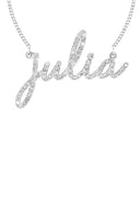 14K White Gold Ladies Full Diamond Script Name Necklace | Appx. 1.25 Carat