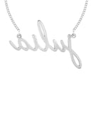 14K White Gold Ladies Full Diamond Script Name Necklace | Appx. 1.25 Carat