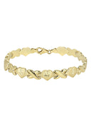 YELLOW GOLD "XO HEART" NECKLACE & BRACELET SET FOR WOMEN | APPX 16.9 GRAMS
