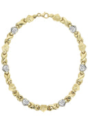 YELLOW GOLD "XO HEART" DIAMOND CUT NECKLACE & BRACELET SET FOR WOMEN  | APPX 17.3 GRAMS