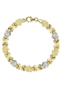 YELLOW GOLD "XO HEART" DIAMOND CUT NECKLACE & BRACELET SET FOR WOMEN  | APPX 17.3 GRAMS