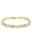 YELLOW GOLD "XO HEART" DIAMOND CUT BRACELET FOR WOMEN | APPX 5.5 GRAMS