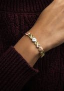 YELLOW GOLD "XO HEART" TRI-COLOR NECKLACE & BRACELET SET FOR WOMEN | APPX 17.9 GRAMS