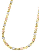 YELLOW GOLD "XO HEART" TRI-COLOR NECKLACE FOR WOMEN | APPX 12.5 GRAMS