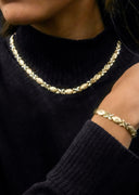 YELLOW GOLD "XO" NECKLACE & BRACELET SET FOR WOMEN | APPX 17.1 GRAMS