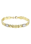 YELLOW GOLD "XO" DIAMOND CUT NECKLACE & BRACELET SET FOR WOMEN | APPX 17.3 GRAMS
