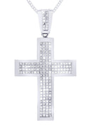 14 White Gold Cross Diamond Pendant & Cuban Chain | 11.25 Carats