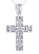 14 White Gold Cross Diamond Pendant & Cuban Chain | 11.25 Carats