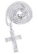 14 White Gold Cross Diamond Pendant & Cuban Chain | 11.25 Carats