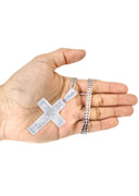 14 White Gold Cross Diamond Pendant & Cuban Chain | 11.25 Carats
