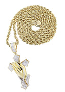 10K Yellow Gold Cross Pendant & Rope Chain | 0.67 Carats