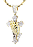 10K Yellow Gold Cross Pendant & Rope Chain | 0.67 Carats