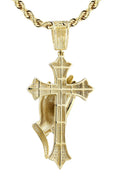 10K Yellow Gold Cross Pendant & Rope Chain | 0.67 Carats