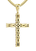 10K Yellow Gold Cross Pendant & Franco Chain | 0.31 Carats