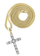 10K Yellow Gold Cross Pendant & Franco Chain | 0.31 Carats