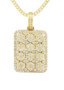 10K Yellow Gold Dog Tag Pendant & Cuban Chain | 3.06 Carats