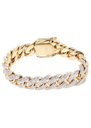 Womens Iced Out Diamond Miami Cuban Link Bracelet 14K Yellow Gold