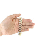 Womens Iced Out Diamond Miami Cuban Link Bracelet 10K Yellow Gold
