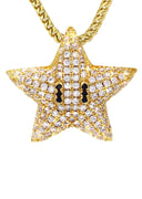 Gold Plated Franco Link Chain & Iced Out Star Pendant | Appx. 7 Grams