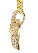 Gold Plated Franco Link Chain & Iced Out Star Pendant | Appx. 7 Grams