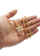 Gold Plated Franco Link Chain & Iced Out Star Pendant | Appx. 7 Grams