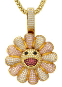 Gold Plated Franco Link Chain & Murakami Spinner Pendant | Appx. 30.8 Grams