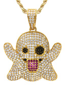 Gold Plated Cuban Link Chain & Ghost Emoji Pendant | Appx. 18.2 Grams
