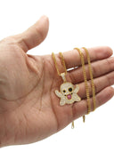 Gold Plated Cuban Link Chain & Ghost Emoji Pendant | Appx. 18.2 Grams