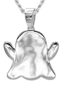 White Gold Plated Cuban Link Chain & Ghost Emoji Pendant | Appx. 18.4 Grams