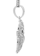 White Gold Plated Cuban Link Chain & Ghost Emoji Pendant | Appx. 18.4 Grams