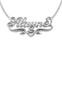 14K Ladies White Gold with Diamonds Name Plate Necklace | Appx. 9.7 Grams