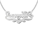 14K Ladies White Gold with Diamonds Name Plate Necklace | Appx. 9.7 Grams