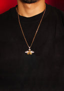 Mens Gold Plated Cuban Link Chain & Angel Pendant | Appx. 19.4 Grams