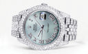 Womens Diamond Iced Out Rolex Datejust 41 | 25 Carats Of Diamonds | Custom Teal Roman Diamond Dial | Two Row | Jubilee Band