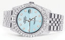 Iced Out Rolex Datejust 36 MM | Stainless Steel | 16.5 Carats of Diamonds | Light Blue Diamond Dial | Jubilee Band | Model 116200