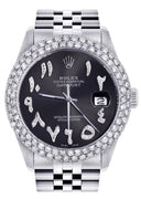 Womens Rolex Datejust Watch 16200 | 36Mm | Diamond Black Arabic Numeral Dial | Two Row 4.25 Carat Bezel | Jubilee Band