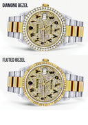 Diamond Gold Rolex Watch For Men 16233 | 36Mm | Black Arabic Full Diamond Dial | Oyster Band