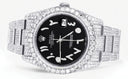 Iced Out Rolex Datejust 36 MM | Stainless Steel | 10 Carats of Diamonds | Black Arabic Diamond Dial | Oyster Band