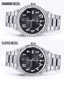 Diamond Mens Rolex Datejust Watch 16200 | 36 MM | Custom Arabic Diamond Dial | Oyster Band | Diamond Bezel