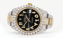 Diamond Iced Out Rolex Datejust 41 | 25 Carats Of Diamonds | Custom Black Arabic Numeral Diamond Dial | Two Tone | Oyster Band
