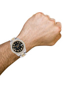 Diamond Iced Out Rolex Datejust 41 | 25 Carats Of Diamonds | Custom Black Arabic Numeral Diamond Dial | Two Tone | Oyster Band