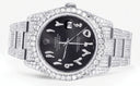 Iced Out Rolex Datejust 36 MM | Stainless Steel | 16.5 Carats of Diamonds | Graphite Arabic Diamond Dial | Oyster Band | Model 116200