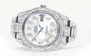Womens Diamond Iced Out Rolex Datejust 41 | 25 Carats Of Diamonds | Custom Mother of Pearl Arabic Numeral Diamond Dial | Two Row | Oyster Band