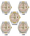 Womens Gold Rolex Watch 16233 | 36Mm | Custom Pink Arabic Full Diamond Dial | Jubilee Band
