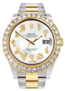 Rolex Datejust II Watch | 41 MM | 18K Yellow Gold & Stainless Steel | Custom Pearl Arabic Dial | Oyster Band