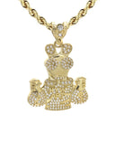 10K Yellow Gold Chain & Cz Arthur Pendant | Appx. 18 Grams