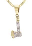 10K Yellow Gold Chain & Cz Axe Pendant | Appx. 13.8 Grams
