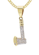 10K Yellow Gold Chain & Cz Axe Pendant | Appx. 13.8 Grams
