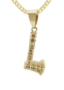 10K Yellow Gold Chain & Cz Axe Pendant | Appx. 13.8 Grams
