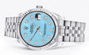 Diamond Rolex Watch | Fluted Bezel | 31MM | Baby Blue Diamond Dial | Jubilee Band